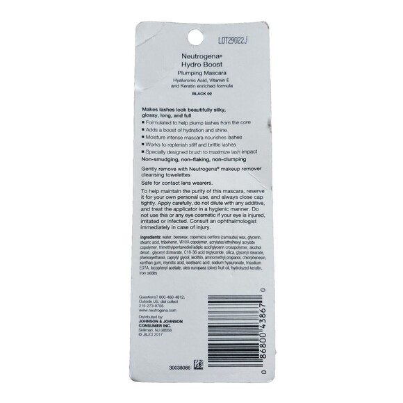 Neutrogena Hydro Boost Plumping Mascara Black 02 Eye Makeup New Sealed - Picture 2 of 3